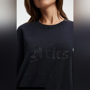 Good American Aries Diamond Studded Boyfriend Sweatshirt